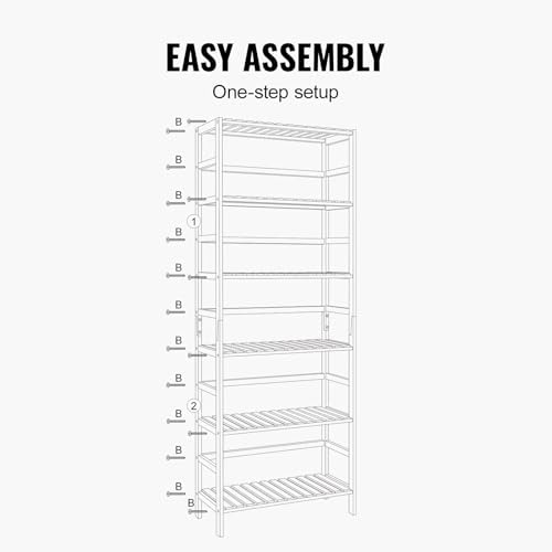 VEVOR 6-Tier Bamboo Shelf, Open Wood Bookshelf, Display Storage Rack Organize...