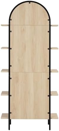 Nathan James Amara Bohemian 5-Shelf Etagere Bookcase, Rattan Open Bookshelf w...