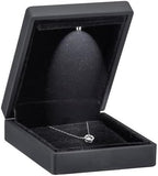 Allure - Luxury Pendant Box With LED Light, Square Shaped Elegant Diamond Pendant Case, For Unique Proposal, Engagement Or Wedding, Small, Black Velvet Interior Jewelry Display Gift Box.