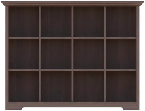 OSCHF 12-Cube Open Bookcase with Base, 3-Tier Wooden Bookshelf, Walnut