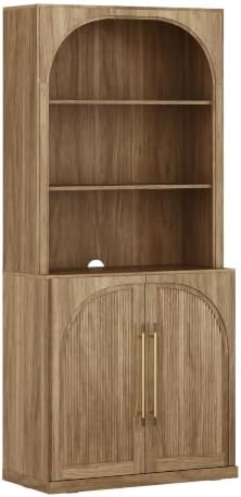 BELLEZE 72" Modern Wood Bookshelf with Arched Doors,Tall Storage Cabinet...