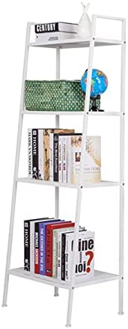 4-Tier Iron Ladder Bookshelf, 60 x 35 x 147 cm, Ivory White | Up to 88 lbs Load Capacity, Wide Storage Design, Easy Installation, Home & Office Use, Sturdy Iron Frame