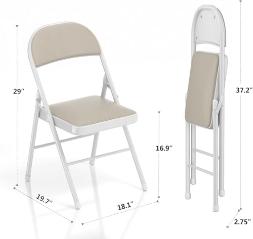 VECELO 5-Piece Folding Card Table Square and Chair Set with Collapsible Legs ...