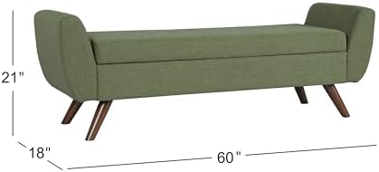 HomePop 60" Modern Storage Bench with Wood Legs - Olive Green Woven