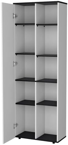 67" H Pantry Cabinet with Door & Open Shelves,Kitchen Food Storage C...