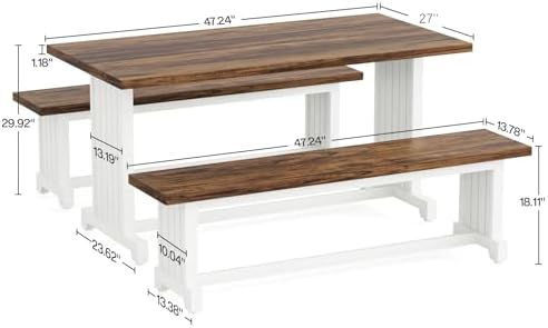 Tribesigns 47-Inch Small Dining Table Set for 2, 3-Piece Kitchen Table with 2...