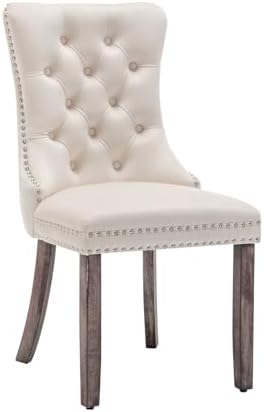 Eifizek Dining Chairs Set of 6 Upholstered Chairs with Tufted Back, Beige