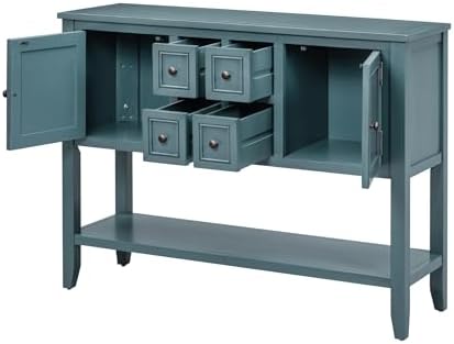 Merax Farmhouse Sideboard and Buffet Storage Cabinet Console Table with 4 Sma...
