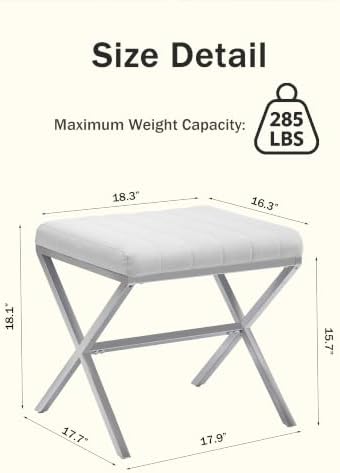 DUHOME Vanity Stool,Modern PU Leather Ottoman Stool Chair for Vanity Bench wi...