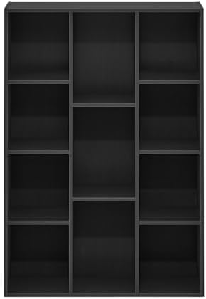 Furinno LUDER Book Shelf, 11-Cube Bookshelf, Reversible Bookcase, 9.4 x 29.1 ...