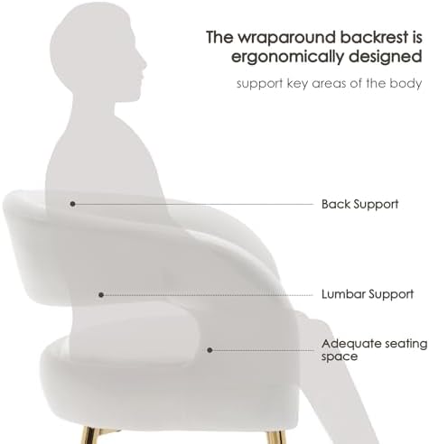 Hyfirm White and Gold Dining Chairs Set of 4, Upholstered Velvet Barrel Dinin...