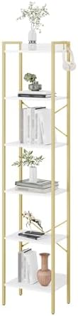 Hzuaneri Bookshelf, Book Shelf, Industrial Bookcase with 2 Hooks