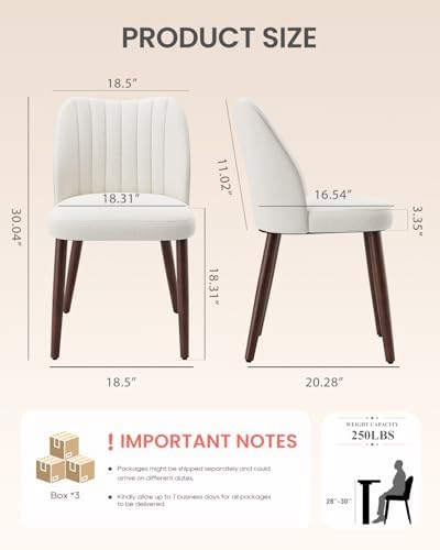 Upholstered Dining Chairs Set of 6, Farmhouse Fabric Kitchen Chairs with Soli...