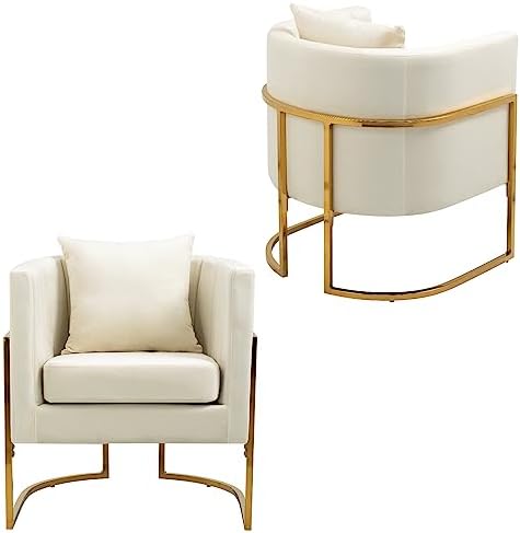 Velvet Accent Chairs Set of 2, Mid Century Modern Upholstered Barrel Armchair...