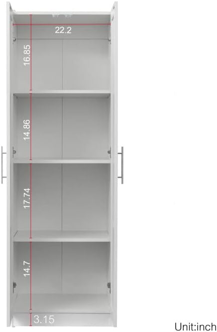 LUMISOL High Kitchen Pantry Cabinet with 2 Doors, Buffet Cupboards Sideboard ...