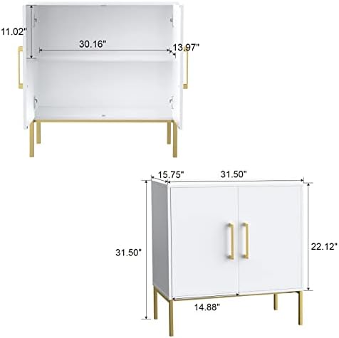 JOZZBY Buffet Sideboard Cabinet with Storage and Adjustable Shelves, White丨Mo...