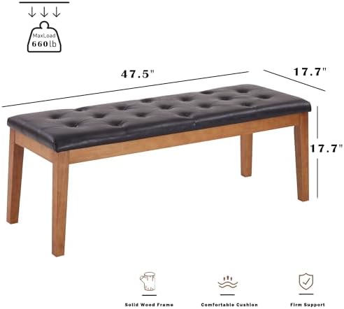 Ottoman Bench Oversized Entryway Shoe Bench Seat Faux Leather Brown | Large L...