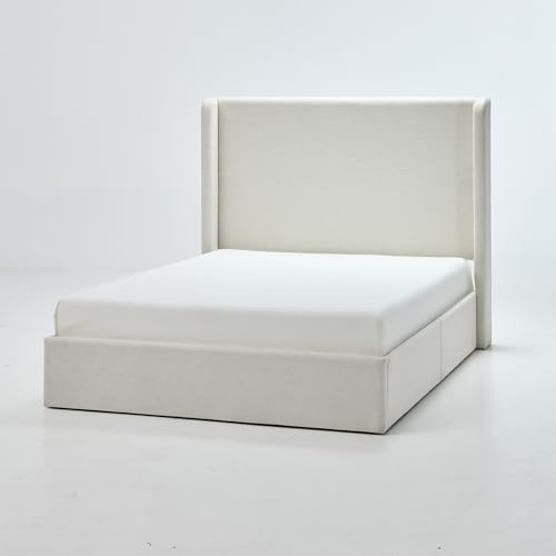 King 52.3" Tall Headboard Carmen Wingback Upholstered Platform Bed Frame...