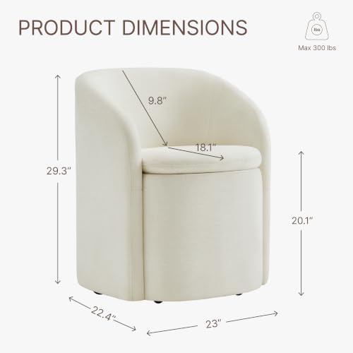 KISLOT Upholstered Dining Chairs with Casters, No Assembly Rolling Modern Din...