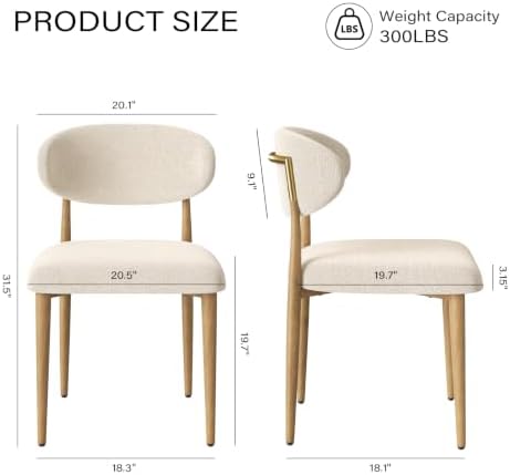 300LBS Dining Chairs Set of 6,Metal Kitchen Chairs,Modern Fabric Upholstered ...