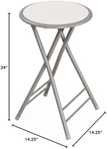 Lavish Home Folding Stool with Padded Backless Seat Set of 2, White, 24”