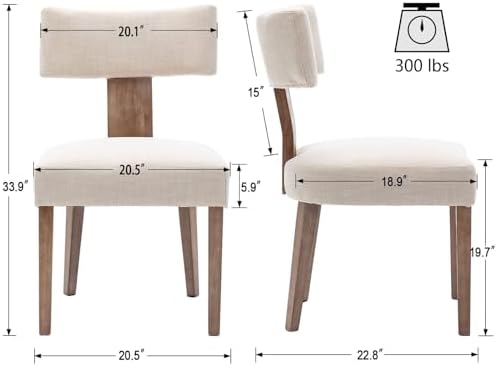 VESCASA Mid Century Modern Dining Chairs Set of 4, Upholstered Linen Dining R...