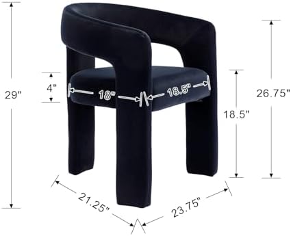 HNY Modern Velvet Barrel Dining Chairs Set of 6, Black