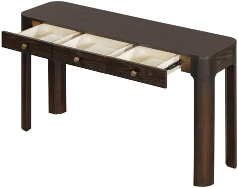 Bellemave 52" Rustic Console Table with 3 Drawers & Curved Corners, ...