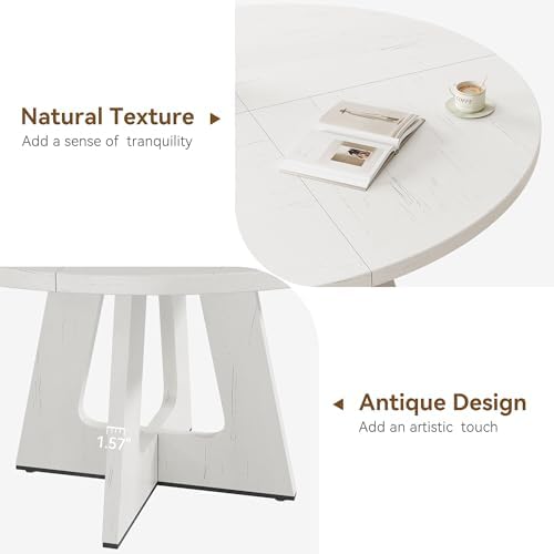 GAOMON 47 Inch Round Dining Table for 4-6 People, Circle Dinner Table with Wo...