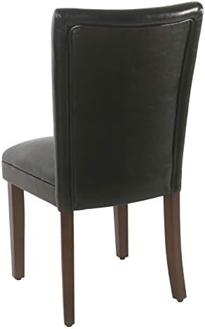 HomePop Parsons Upholstered Accent Dining Chair, Set of 2, Black Faux Leather