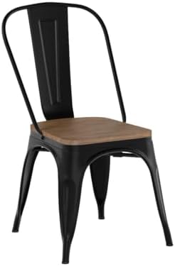 Yaheetech Metal Dining Chairs Set of 4, Stackable Kitchen Chairs, Black