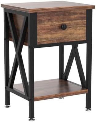 VECELO Nightstands Set of 2, Modern Bedside End Tables, Night Stands with Dra...