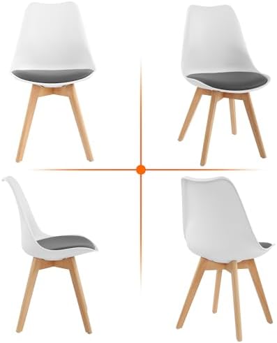 LSSBOUGHT Mid Century Modern Dining Chairs,Shell Lounge Plastic Side Chair wi...