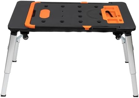 7-in-1 Multifunctional Work Platform, Folding Scaffold Workbench Utility Cart Lockable Mobile Repair Table Adjustable Height Loading Platform for Home Auto Repair Woodworking Construction Moving