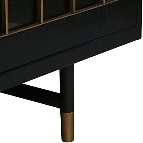 TOV Furniture The The Gatsby Collection Art Deco Brass Dark Acacia Wood Buffe...