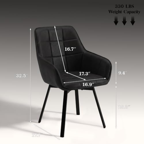 TUKAILAi Swivel Dining Chairs Set of 4, Faux Leather Dining Chairs with Arms ...