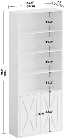 IRONCK Industrial Bookshelves and Bookcases with Doors Floor Standing 6 Shelf...