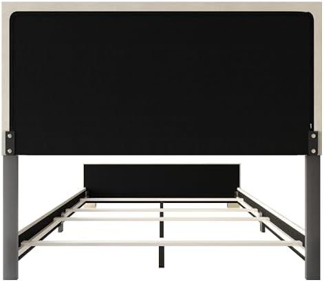 HOME DESIGN Olathe King Size Upholstered Panel Bed Frame, Vertical Channel Tu...