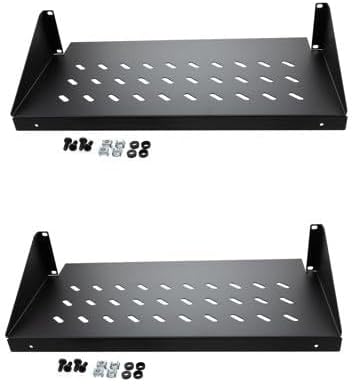 NavePoint 2U Cantilever Server Shelf Rack Mount 19 Inch 2 piece Set Center We...