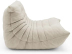 High-end Uncompressed Togo Bean Bag Chair for Adults, Memory Foam Floor Sofa Couch with Soft Fabric, Comfy Fireside Lounge Chair for Living Room, Bedroom, Apartment & Reading Nook Suede Antique White