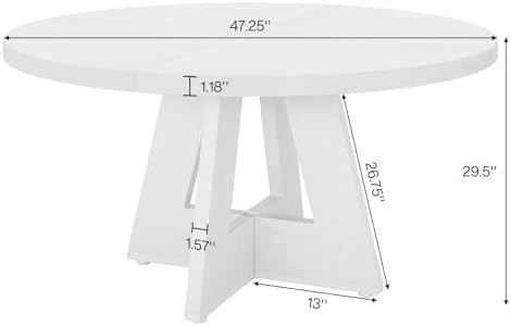 Tribesigns 47 inch Round Dining Table Wood Kitchen Table for Dining Room, 47&...