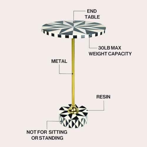 JONATHAN Y Calix 23.5" Round Compass Rose Pedestal Drink Table, Black | ...