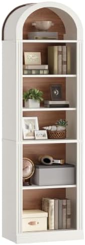 RALGEND Arched Bookshelf, 75.8" Tall Narrow Bookshelf, Arch Bookcase wit...