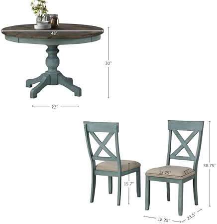 Roundhill Furniture Prato 5-Piece Round Dining Table Set with Cross Back Chai...