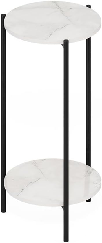 Pemberly Row 2-Tier Modern Round End Table, 11.57 x 11.57 x 23.62 Inches, Com...
