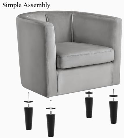 Yaheetech Barrel Accent Chair, Upholstered Modern Armchair, Gray