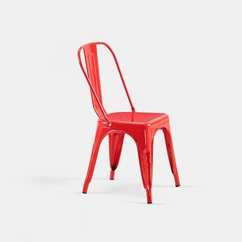 AC Pacific 18 Inch Seat Height Industrial Metal Dining Chairs, Stackable Kitc...
