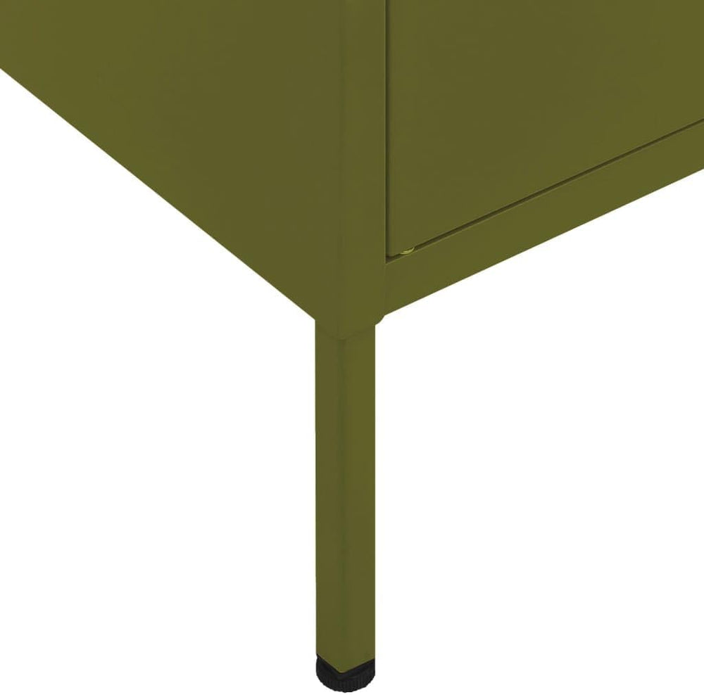 Olive Green Steel Storage Cabinet 13.8"x31.5"x40" Modern 4-Doo...