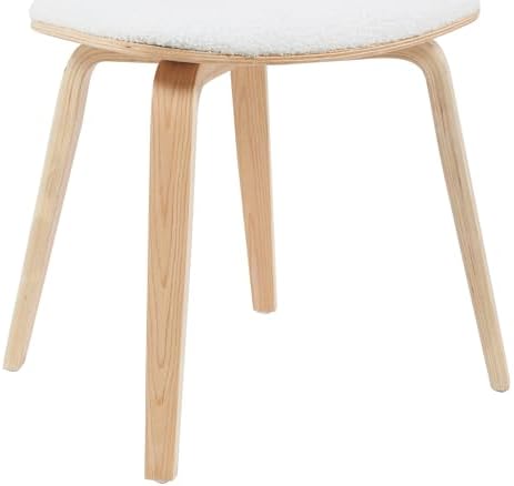 Armen Living Jaguar Mid-Century Upholstered Dining Chair in White Boucle and ...