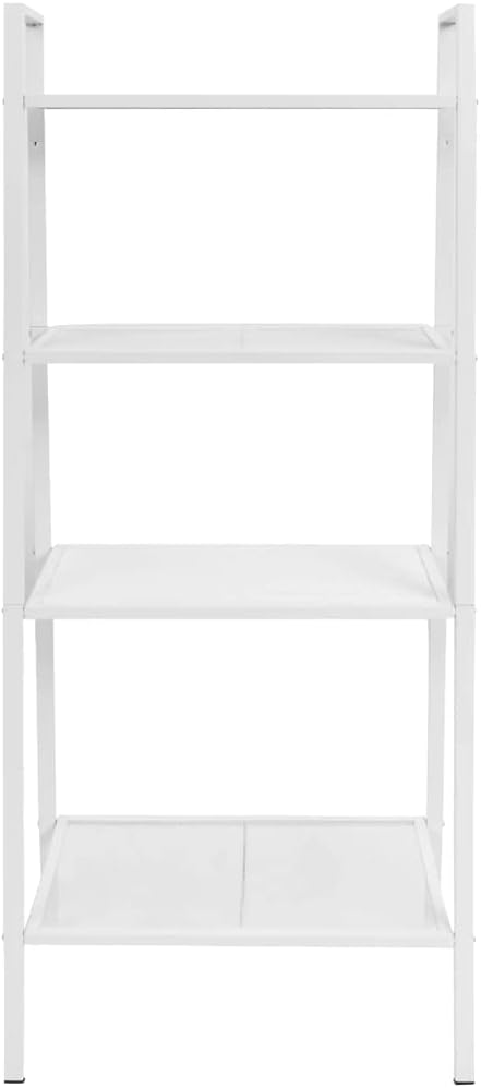 White Ladder Bookcase 4 Tiers Metal Mesh Shelf for Bathroom Living Room Office Display Storage Shelving Unit